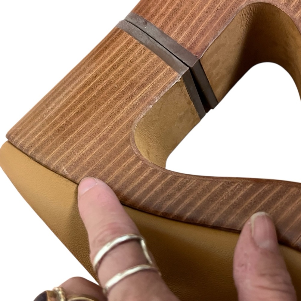 Vince Navina Leather Platform Clogs Tan Brown Block Heel Mule Minimalist — 9.5 - Picture 15 of 16